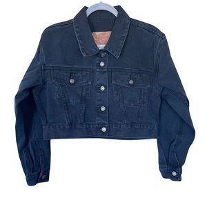 The London Jean Moda Int'l Black Cropped Jean Jacket, Size M